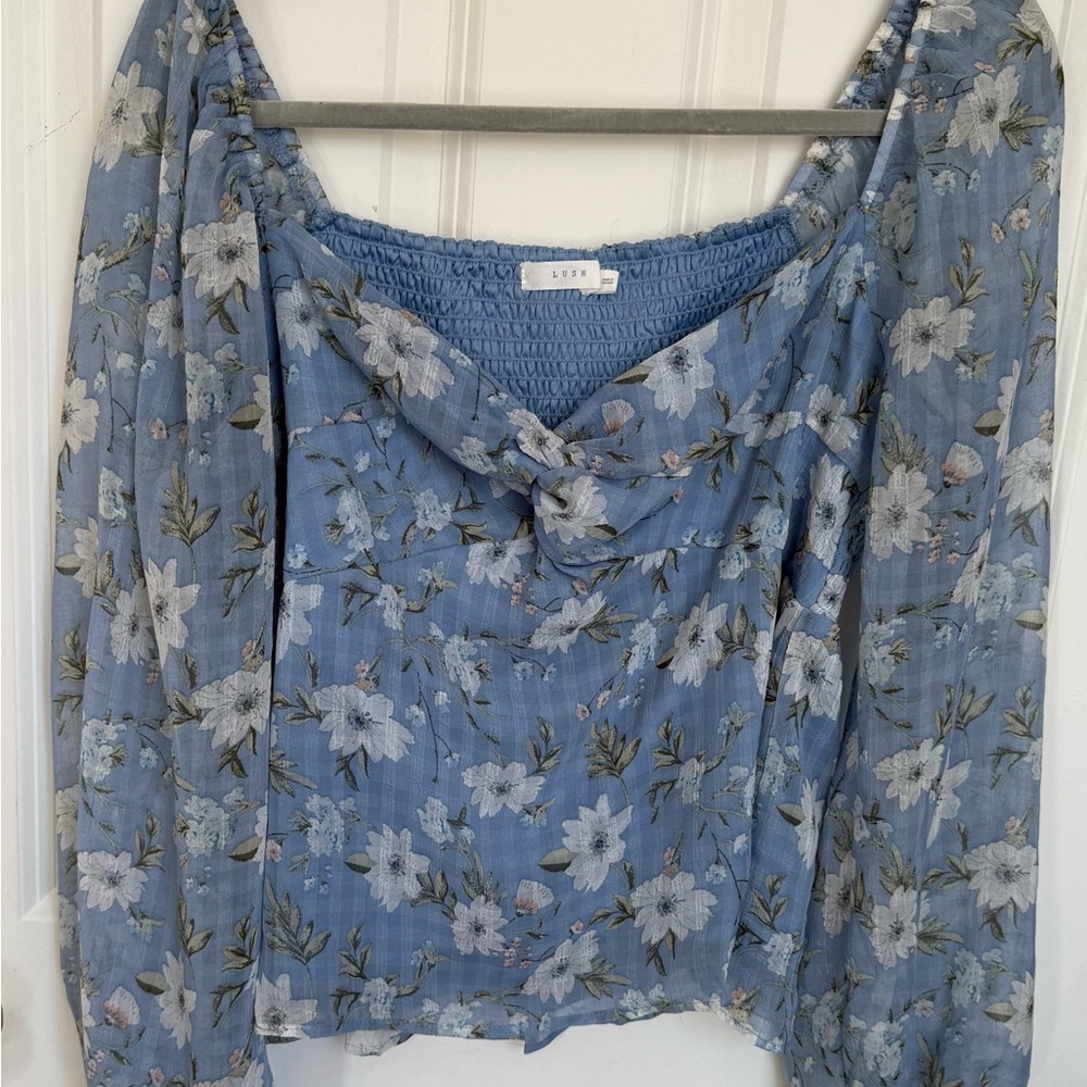 Lush Blue Floral Blouse